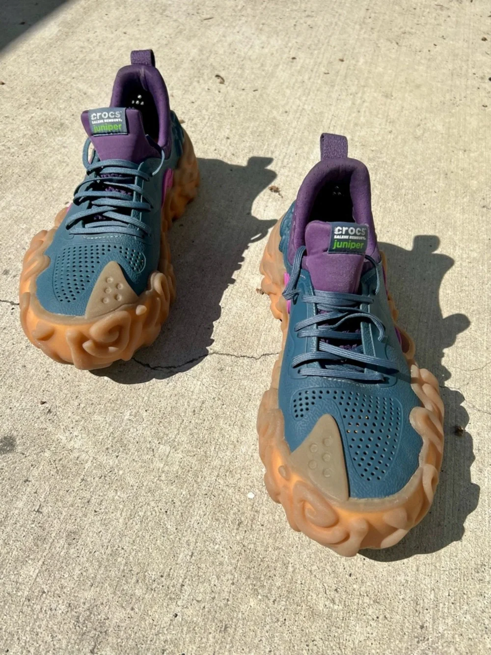CROCS Teal & Purple Trail-Style Runner with Gum Sole - Picture 2 of 5